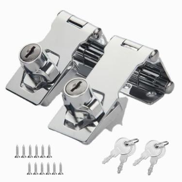 Imagem de Fechaduras de armário de dobradiça dupla com chaves Fechadura de porta com chave de liga de zinco Fechadura de ferrolho Fechadura de armário resistente com chaves Dobradiça dupla fechadura de porta