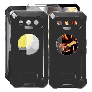 Imagem de KJYFOANI Capa para Fossibot F102, com [2 películas protetoras de tela de vidro temperado], capas de silicone macio preto à prova de choque para Fossibot F102 (6,5") - [2 unidades]
