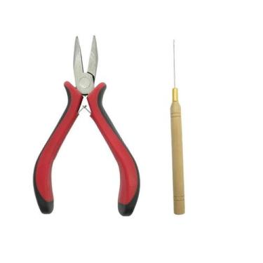 Imagem de Kit Alicate Ponta Reta + Agulha Para Alongamento Mega Hair - C&C Shop