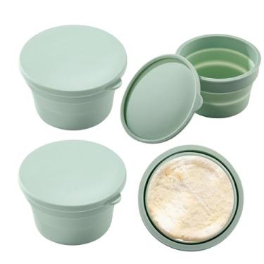 Imagem de Cestas para assar pão de massa fermentada, recipientes para impermeabilização de massa de pizza de silicone, 4X Cesta de massa de cozinha dobrável, Tigelas de prova para pão de massa fermentada, cesta