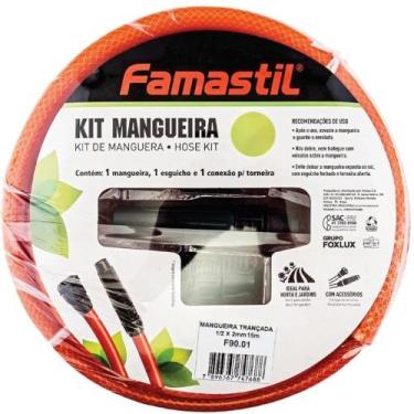 Imagem de Mangueira de Jardim Famastil  Trançada Com Kit 1/2X2mm Laranja 15m - F