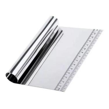 Imagem de Espátula Raspadora Aço Inox Para Massas Pão Bolo Com Régua - NAVY+HOME