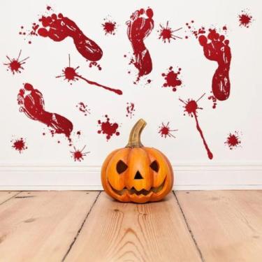 Imagem de Kit 2 Adesivos Mancha Marca De Sangue Pé Halloween Terror Decorativo D