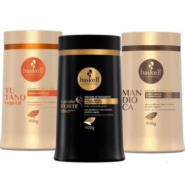 Imagem de Kit cronograma haskell 3 mascaras cavalo forte + tutano + mandioca 900