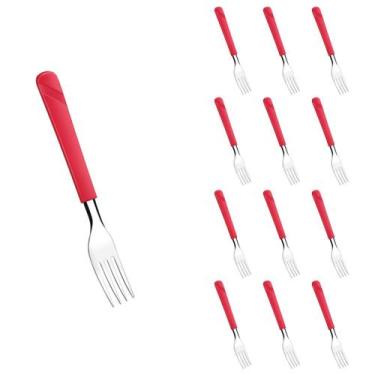 Imagem de Conjunto 12 Garfos Linha Luna Vermelho Aço Inox Plástico - Taumer, Lun