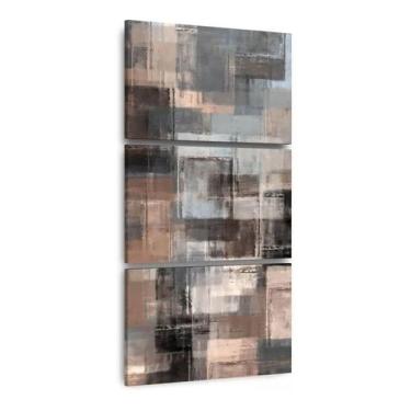 Imagem de Quadro Abstrato Vertical Para Corredor Hall Tons De Marrom - Wall Fram