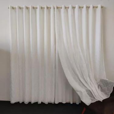 Imagem de Cortina De Voil Bordado Com Forro 4,00x2,50 Varal - Salvatex Confecçõe