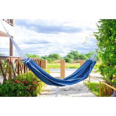 Imagem de Rede de Dormir Xadrez Azul Descanso Algodão - TEIXEIRA