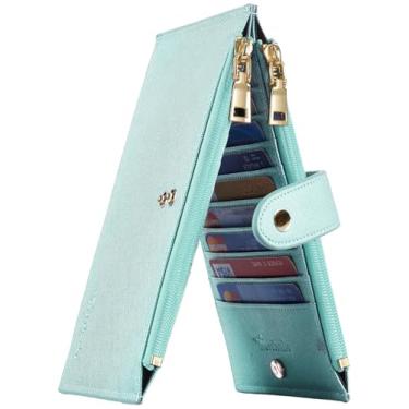 Imagem de Carteira feminina RFID Travelambo Tamanho grande, dobrável, para vários cartões, com zíper, porta-cartões de crédito, One Size, Minimalista