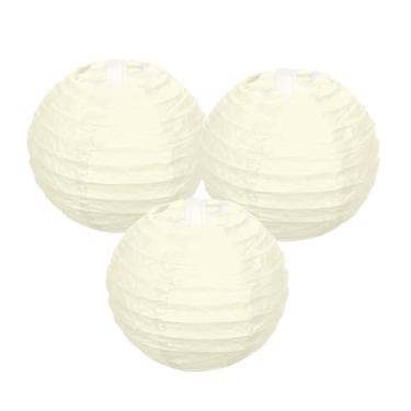 Imagem de PATIKIL Lanternas de papel redondas 10 cm/4", pacote com 3 lanternas decorativas para pendurar lâmpadas, decorações de festa para aniversário, casamento, chá de panela, decoração de casa, bege