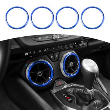 Imagem de JOSHELA Anel de acabamento para tampa de ventilação CA Camaro Dash Air para Chevy Camaro 2017 up Acessórios interiores azuis 4 peças