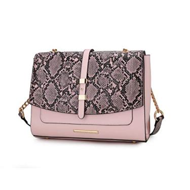 Imagem de MKF Bolsa tiracolo feminina – Bolsa de couro PU – Bolsa carteiro lateral de designer, cruzado de ombro, Melody Blush, Large