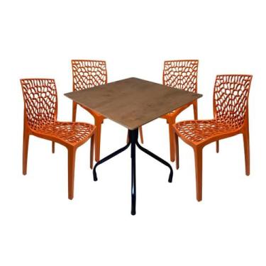 Imagem de Jogo Mesa Quadrada Imbuia Com 4 Cadeiras Gruvyer Cafeteria Restaurante