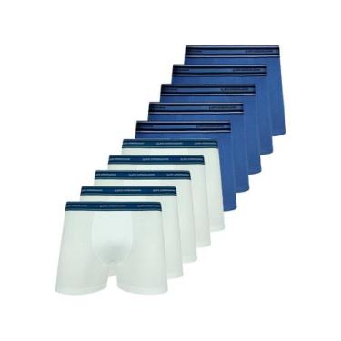 Imagem de Kit com 10 Cuecas Boxer Lupo 523-003 Colorido, Branco, GG