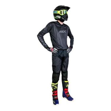 Imagem de Conjunto Roupa Amx Motocross Velocross Enduro Trilha Preto, 42