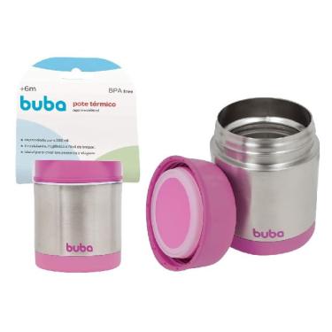 Imagem de Pote Térmico 350 ml Em Aço Inoxidável Rosa - Hora da Papinha - Buba - 10740