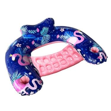 Imagem de Cadeira flutuante inflável extragrande – 1 pacote, assento flutuante grande com suporte de copo e encosto, boia confortável e portátil para adultos, perfeita para relaxar na piscina e na praia