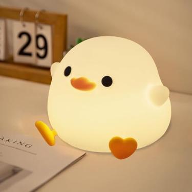 Imagem de DREAMING MY DREAM Luminária De Pato Fofa, Luz Noturna De Pato, Abajur De Cabeceira De Silicone Macio Para Berçário, Abajur De Mesa Recarregável Por Usb Para Quartos, Brinquedo De Presente Para Deco