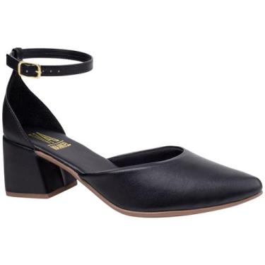 Imagem de Sapato Feminino Bico Fino Social Scarpin Salto Médio Grosso Confortáve