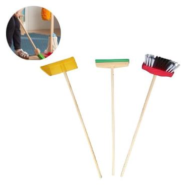 Imagem de Kit de limpeza infantil com rodo/ vassoura/ pá coloridos - Dasshaus Ki