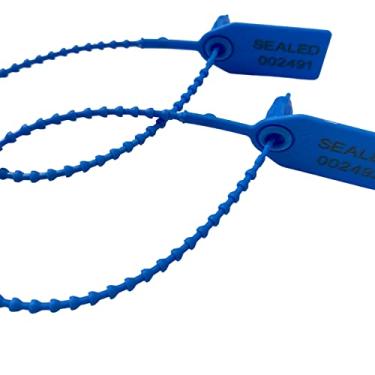 Imagem de Duebass Pacote com 500 etiquetas de segurança de vedação de plástico para caminhões selos numerados para extintores de incêndio de 250 mm (azul)