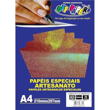 Imagem de Papel Lamicote Holográfico Vermelho A4 250g – OFF PAPER | Pacote com 10 Folhas | Papel Espelhado e Colorido para Convites, Artesanato, Cartões e Impressões Criativas