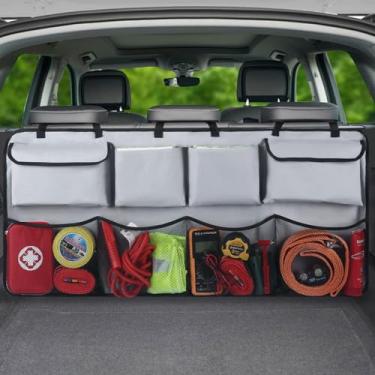 Imagem de Organizador de porta-malas e organizador de pendurar no banco traseiro com 8 bolsas grandes de armazenamento – Solução de armazenamento de super capacidade para SUVs, caminhões, vans e carros – Melhor
