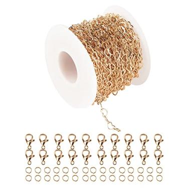 Imagem de YOUBEIYEE Correntes Banhadas A Ouro De 33 Pés, Latão Em Forma Coração, Carretel Com Argolas, Fechos Lagosta, Joias Para Pulseiras, Colar Faça Você Mesmo, Tornozeleira