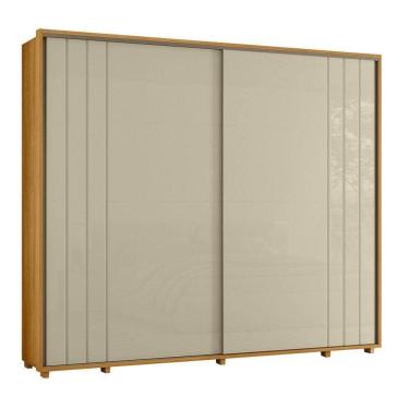 Imagem de Guarda-roupa Casal Dalí Ripado Com Escada 2 Portas 8 Gavetas - 7 Decor Cumaru E Opala