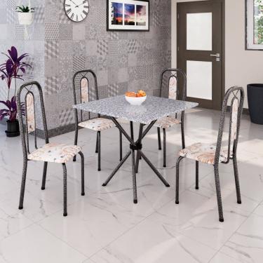 Imagem de Conjunto Sala de Jantar com 4 Cadeiras Lívia Bege / Prata