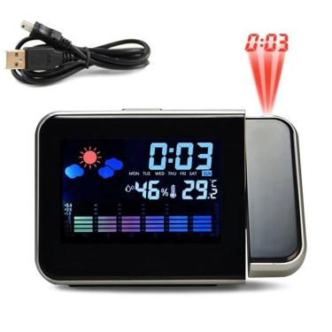 Imagem de Despertador Digital com proje?? o de tempo, tela de led, de =