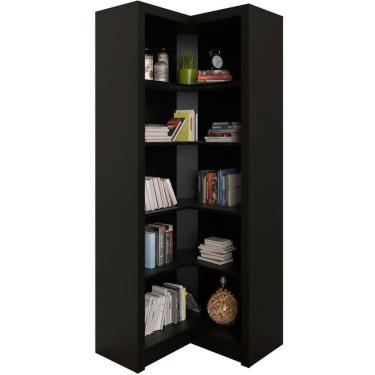 Imagem de Estante Armário De Canto Aberto P/ Escritório 5 Prateleiras Preto