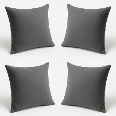 Imagem de Kit 4 Almofadas Decorativas 42cm Suede Fofinha Lisa Sofá Cinza