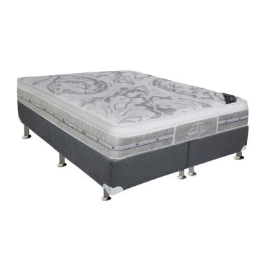 Imagem de Cama Box King: Colchão Molas Pocket Ensacadas Castor Super Luxo Látex Push + Base CRC Suede Gray (193x203)