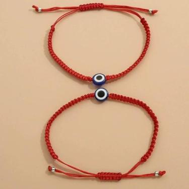 Imagem de Pulseiras Olho Grego Trançada, Ajustável, Proteção e Estilo Unissex - 