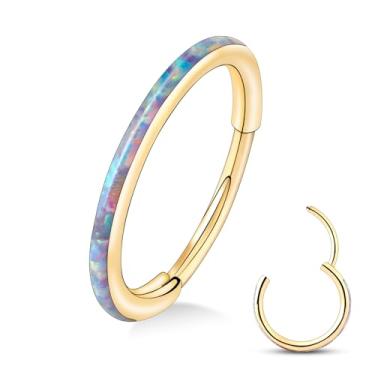 Imagem de ONESING Piercing de nariz dourado 20 g, argola de aço inoxidável, hipoalergênico, argola articulada, piercings de nariz, joias, hélice de septo, cartilagem, concha, lábio, tragus, piercings corporais