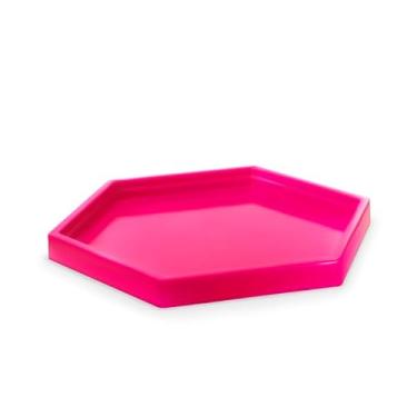 Imagem de Bandeja Sextavada Decorativa 22cm Acrílico Festas Decoração 1 Unidade (PINK NEON)