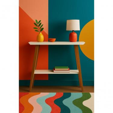 Imagem de Aparador De Sala Retrô Com Pés Em Madeira Decorativo