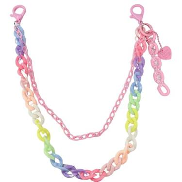 Imagem de Calça feminina Y2k com pingente de coração e arco-íris, corrente de calça de acrílico, resistente, colorida, resina, amuleto, amuleto, em camadas, rock, carteira, cinto, cintura, jeans, correntes de