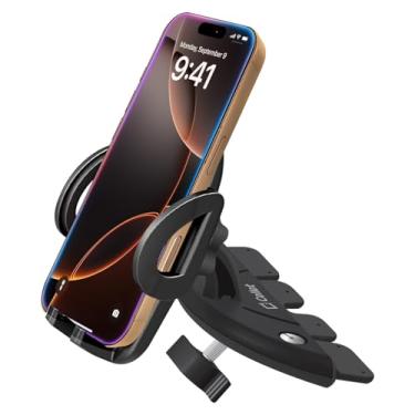 Imagem de cellet Suporte universal para telefone com slot de CD – Suporte de telefone giratório de 360° para carro com base segura para CD e liberação com um toque, compatível com iPhones da Apple, Samsung
