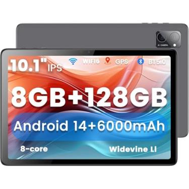Imagem de Azeyou Tablet de 10,1 polegadas, tablet Android 14, tablets de 8 GB 128 G, processador Octa Core bateria de 6000 mAh, tela sensível ao toque IPS 1280 x 800, câmera dupla de 5 + 8 MP, Bluetooth, GMS