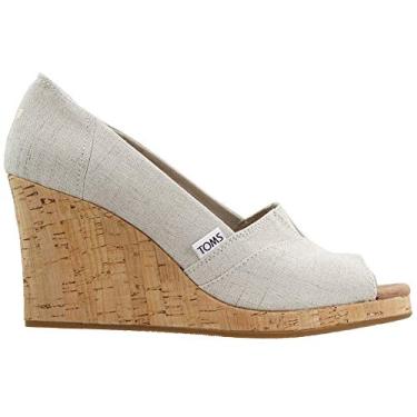 Imagem de TOMS Sandália feminina clássica espadrille Wedge, Jacquard natural crosshatch, 36
