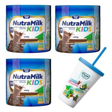 Imagem de kit 3 potes Melhor Fórmula em pó para crianças NutraMilk Kids 400g + 1