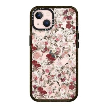 Imagem de CASETiFY Capa Impact para iPhone 13 [Fina/2,5 m. Proteção contra quedas de grau militar 4X/Compatível com carregamento sem fio] - Vintage Flower Monday - Preto transparente