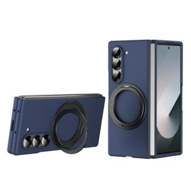 Imagem de Capa para Galaxy Z Fold6 com suporte magnético e película temperada com sensor de pele e capa à prova de choque (para Galaxy Z Fold6/Azul)