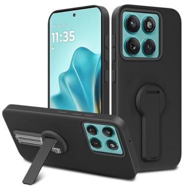 Imagem de Capa protetora de silicone TPU compatível com Motorola Moto Edge 60 Fusion com película de vidro temperado, rotação de 360° - preta