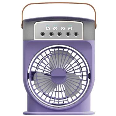 Imagem de Credelin Ventilador de nebulização portátil, ventilador de névoa de spray de água com tanque de 600 ml, 3 velocidades e luz noturna de 7 cores, bateria recarregável de resfriamento pessoal silencioso