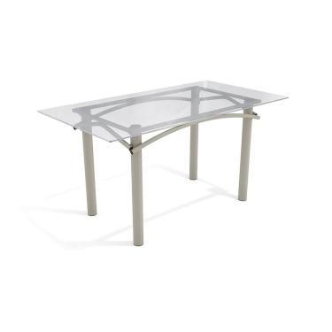 Imagem de Mesa Elba Níquel Com Tampo De Vidro Incolor 1,50m