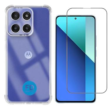 Imagem de Kit Capa Capinha Anti-Impacto Premium Transparente + Película de Cerâmica 9D ou de Privacidade 9D para Motorola Moto G15 - FD Acessórios. (Capa + Película Cerâmica 9D)