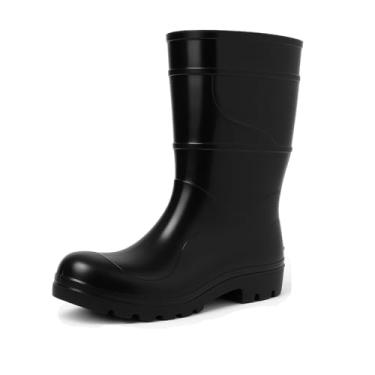 Imagem de Bota Pvc Preta Cano Médio 28cm Forrada Impermeável Galocha EPI Segurança Ocupacional Solado Antiderrapante Cartom (Preto, BR, Adulto, Numérico, 37)